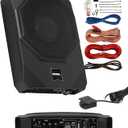 Sound Storm Laboratories US10K 10 Inch Powered Under Seat Car Subwoofer - 1000 Watts Max, Dual 4 Ohm Voice Coil, 8 Gauge Amp Installation Kit