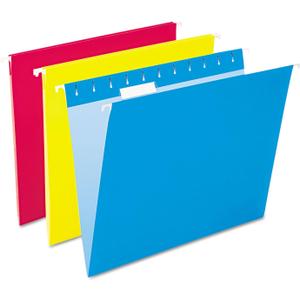 Pendaflex Recycled Hanging Folders, Letter Size, Assorted Colors, 1/5 Cut, 25/BX (81612)