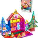 Enjoyjoy Mini Magnetic Tiles - 50PCS Travel Magnet Tiles 2025 Set Portable On-The-Go Magnetic Tiles for Kids 4-8 Creativity Magnet Building Blocks Toys Valentines Day Gifts for Kids 3+