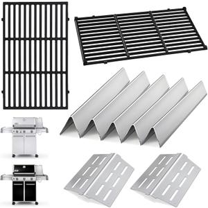 Genesis Grill Parts for Weber Genesis 300 Series (2011-2016), 17.5" Flavorizer Bars 7620, Heat Deflectors 7622 & 19.5" Grill Grate 7524 - Fit E310/E320/E330/S310/S320/S330