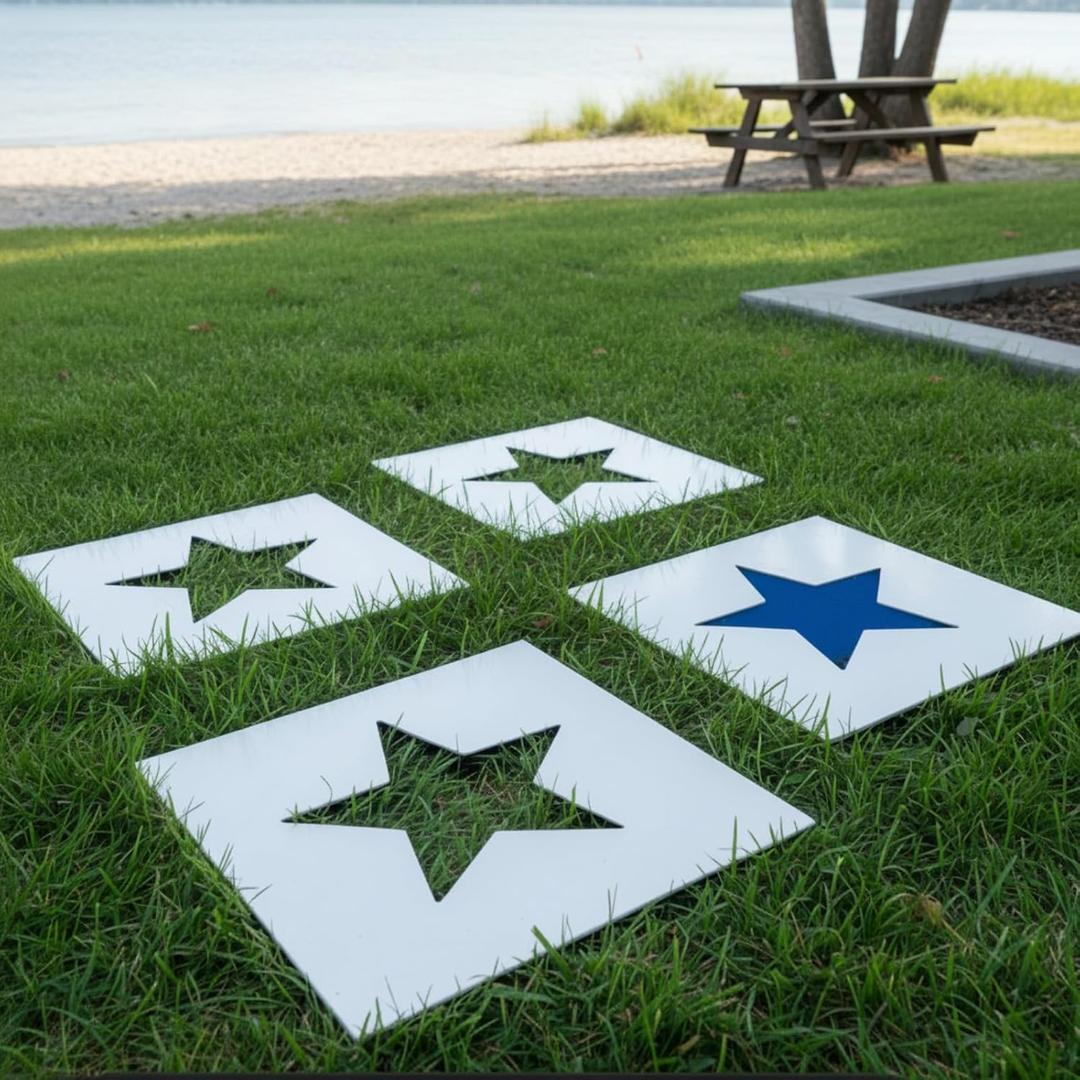 Cinnvoice 4 Pcs Large Star Stencil for Painting 22.05"L x 2.56"W 4th of July Star Stencil for Yard and Lawn Reusable Plastic Templates for Walls Wood Fabric Glass DIY Art Crafts Home Decor