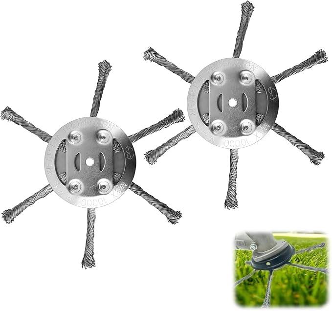 Jomhtivl 2PC 6 Inch Steel Wire Grass Trimmer Head, String Trimmer Replacement Head,2025 New Wire Weed Trimmer, Steel Cord Brush Cutter Trimmer Replacement with Most Lawn Mower
