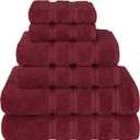 American Soft Linen Luxury 6 Piece Towel Set, 2 Bath Towels 2 Hand Towel 2 Washcloths, 600 GSM 100% Cotton Turkish Towels for Bathroom, Bordeaux Red Towel Sets