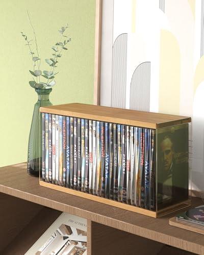Retro Walnut-colored MDF DVD Storage, DVD Holder, Video Game Rack, Blu Ray Disc Tower, Organizer for Video Game Media/Movie Cases/VHS Box/Video Game Disks