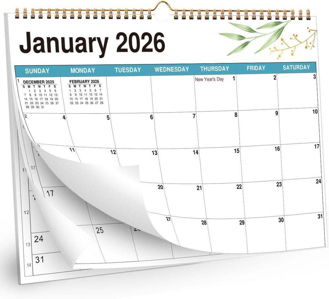 5 x 2026 Wall Calendar A4 | Hanging Planner  Monthly Wall Calendar with Holidays & Notes, Durable Paper Organizer for Home, Office & School