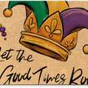 Mardi Gras Rug, Let The Good Times Roll Doormat, Washable Non-Slip Coir Door Mat for Home Kitchen Bathroom Indoor Front Door,Spring Home Party Decor, 17x30 Inch