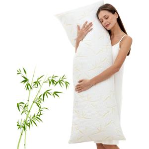 Full Body Pillow with Removable Pillowcase for Adults,Memory Foam FillingLong Pillow for Side Sleepers Fluffy and FirmAdjustable Filling2054 InchGold