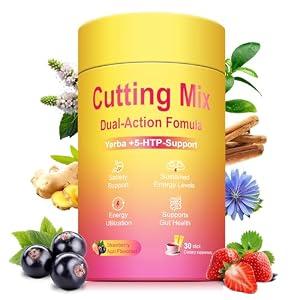 Kereeao Cutting Drink Mix – Supports Satiety Signaling, Energy & Gut Health with Berberine, Chromium, FOS, Yerba Mate & 5-HTP | Vegan, Sugar-Free, Non-GMO | Strawberry Açaí – 30 Sticks