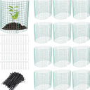 Lnrueg 12 Pack Wire Plant Protectors 14" Dia x 14" H from Animals, 24PCS Metal Mesh Plant Cases Protector 14x22 Inch to Keep Animals Out, Chicken Wire Cloche Garden Protection for Flowers Vegetables