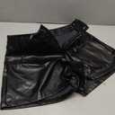 RoseSeek Women's A Line Leather Shorts Pleated Front High Waisted Wide Leg Mini Shorts Office Wear Black, Large