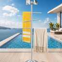 Aubliss Pool Towel Rack Outdoor, 54" Outdoor Towel Rack for Pool, Rustproof | 304 Stainless Steel with 3 Adjustable Arms & Weighted Base, Free Standing Rack for Bathroom, Poolside, Hot Tub, Patio
