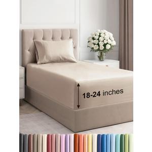 Extra Deep Pocket Twin XL Sheets - 3 Piece Breathable & Cooling Bed Sheets - Hotel Luxury Bed Sheet Set - Soft, Wrinkle Free & Comfy - Easily Fits Extra Deep Mattresses - Deep Pocket Wheat Sheets Set