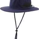 LLmoway Kids Sun Protection Hat Quick Dry Adjustable Wide Brim Mesh Bucket Hat (Medium, Navy Blue)