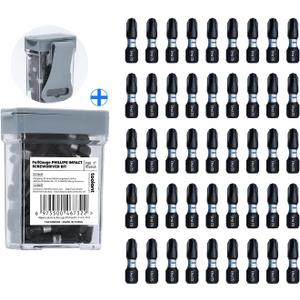 toolant 1 Inch Phillips Bit#3 Magnetic Anti Slip Impact Screwdriver Bits Set,45pcs Insert S2 Steel PH3 Driver Dit Set with CNC Machined Tips for Power Drill