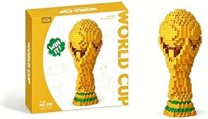 World Cup Trophy Building Blocks - 3D Mini Replica Model, DIY Soccer Trophy Construction Kit, Sports Fan Collectible, Desk Decor Gift for Football Lovers (500 Blocks)