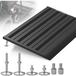 Threshold Ramp for Doorways, Adjustable Height 2.6"-6" Aluminum Wheelchair Ramp with Heightening Screws and Swivel Angle Leg, 1100lbs Load Capacity, 22x36 Curb Ramp for Trolley, Power Chairs