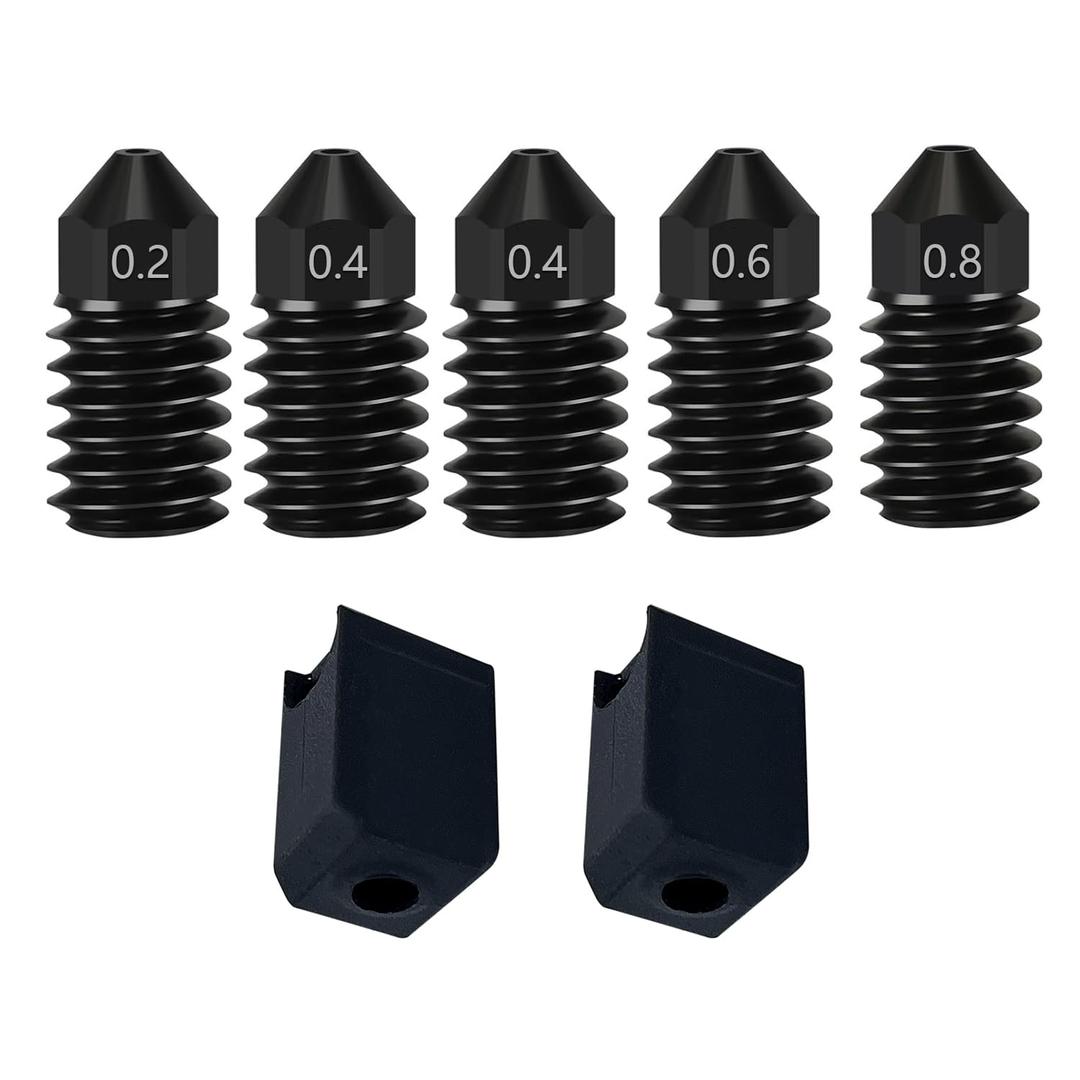 Hardened Steel Nozzles for P1P/P1S/X1/X1C/X1E/Kobra 3 Combo/Kobra S1 Combo 0.2MM 0.4MM 0.6MM 0.8MM High Flow Wear Resistant Nozzles with Extra Silicone Cover Sock for Bambu Lab Printer