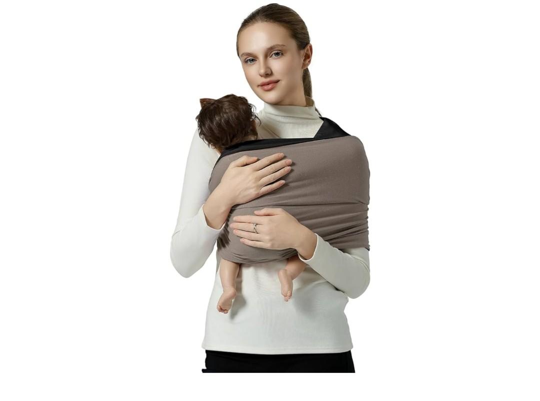 Baby Carrier, Baby Carrier Wrap Baby Wearing Wrap Newborn Wrap Carrier, Baby Sling, Baby Carrier Sling for Newborn and Infant, Khaki+Violet
