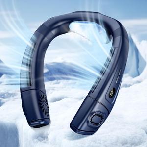 FUGUIFA Neck Air Conditioner Fans That Blow Cold Air, 8000 mAh Battery Operated Wearable Cooling Device Fan, Bladeless, Rechargeable Fan, 3 Speed Settings & 3 Wind Modes (Blue)