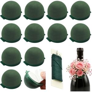 12 Pack Floral Foam Round, Green Mini Flower Holder Supplies Florist Form Blocks for Wine Bottle Decor, Wedding Birthday Centerpiece Decorations, Mother's Day Gifts