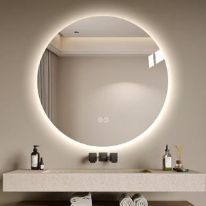LAIYA 24 Inch Round LED Bathroom Mirror Frameless Backlit Anti-Fog Dimmable