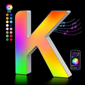 OJQ Light Up Letters LED Letter - Marquee Letters Room Decor Alphabet Letter Music Sync Color Change Colorful - Wall Decor for Bedroom Happy Birthday Decorations for Teen Girls Aesthetic