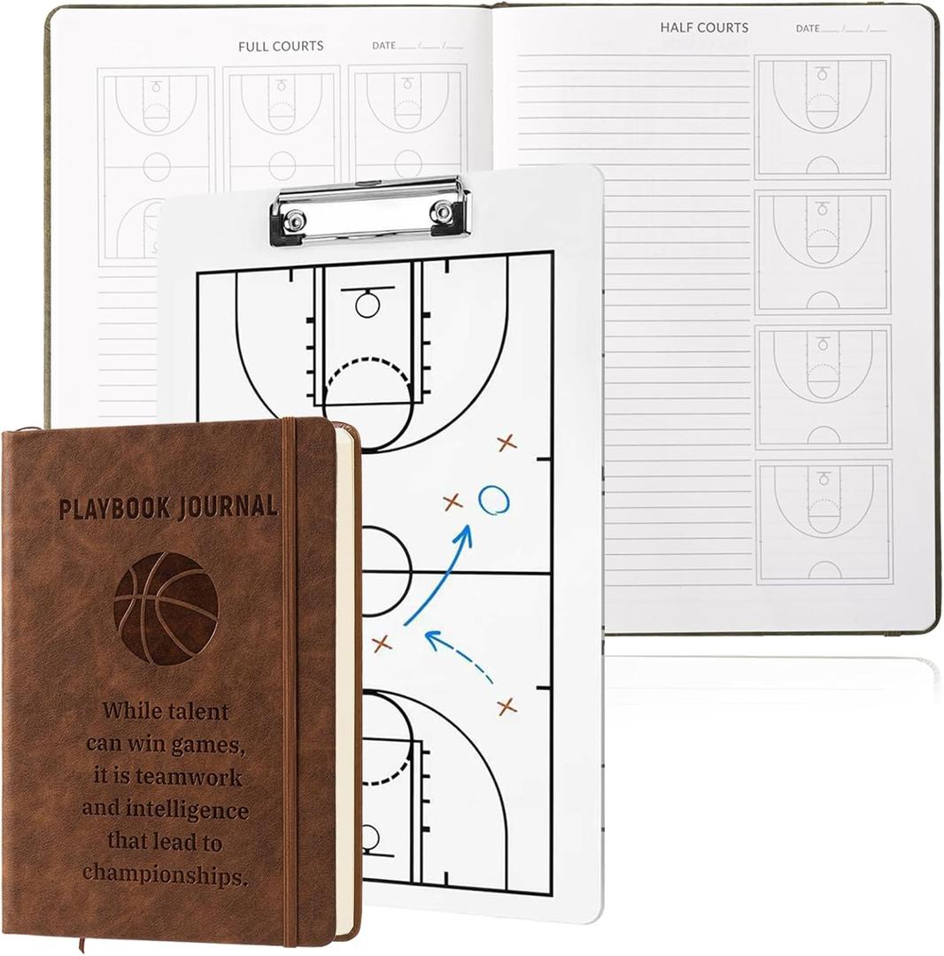 2 Pack Set Basketball Coach Playbook JournalB5 Size& Coaches ClipboardA4 Size,Basketball Coach Gifts for Men Women Players,Coaching Journal Notebook for Coach Appreciation Gifts