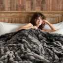 Lotus Karen Faux Fur Blanket Tie-Dye Dark Gray Twin Size - Big Bubble Rabbit Fluff Throw for Couch Small Fluffy Fuzzy Cozy Thick Furry Plush Shaggy Blankets 90x90 Inches, Queen