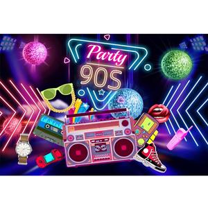 5x3ft 90's Party Backdrop for Photography Disco Theme Neon Dancing Prom Background for Music Club Birthday Party Decor Banner Photoshoot Studio Props (NWH22569)