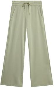 Spyder Womens Pants - Double Knit Wide Leg Pants Woman with Pockets Drawstring Waistband Joggers Sweatpants Women, Size Large, Light Olive