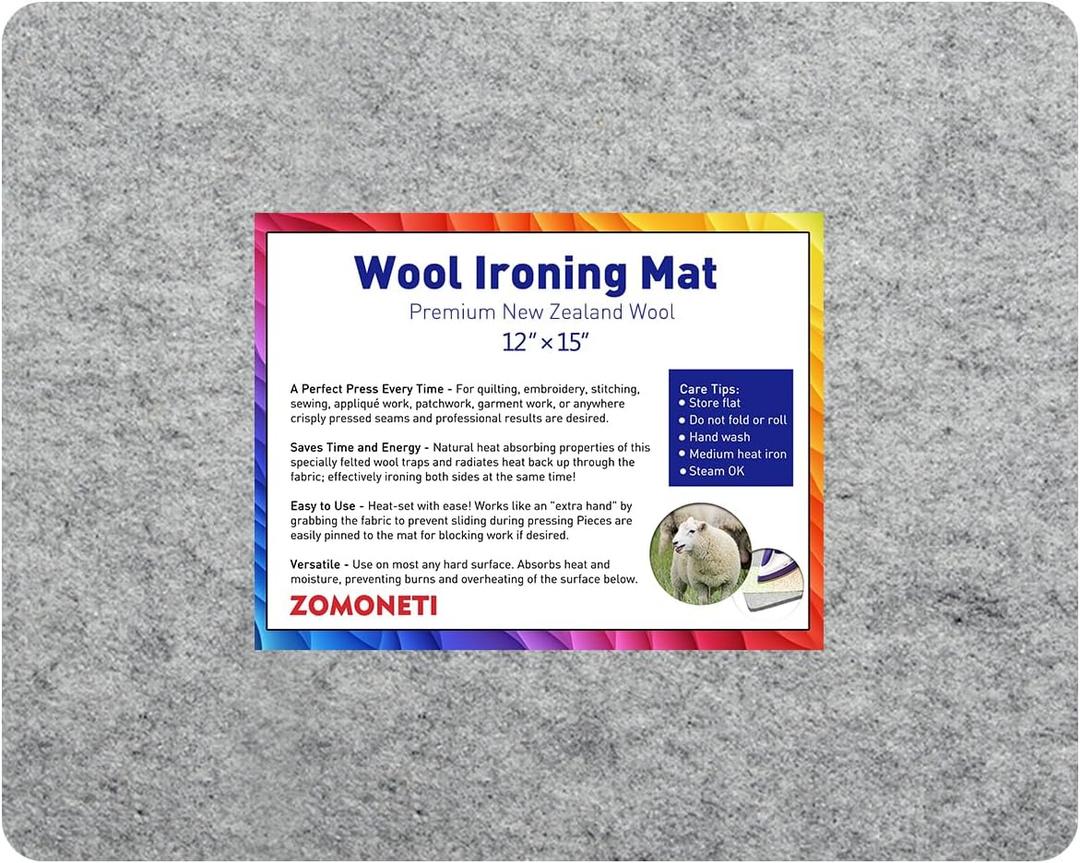 ZOMONETI 15" x 12" Wool Pressing Mat 100% New Zealand Felted Wool Ironing Mat Pad Blanket for Quilter, Sewing, Quilting Supplies and Notions