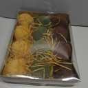 Christmas Ornaments Set of 12, 3.15" Flocked Velvet Balls with Hand Painted Designs, Elegant Christmas Tree Decorations in Gift Box (Brown&green)