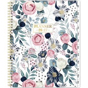 Planner 2026-2027 - Academic Planner 2026-2027, Jul. 2026 - Jun. 2027, Weekly and Monthly with Tabs, 26-27 Calendar Planner, 9" x 11", Back Pocket + Thick Paper + Twin-Wire Binding - Petunia