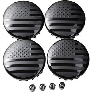 (Set of 4) for Chevrolet 3 1/4 inches=83mm Blackout American USA Flag Wheel Center Caps Covers HubCap fit Most 18"&20"&22" Rims for Suburban Silverado Tahoe & GMC Sierra Yukon Denali 22837060 9596403