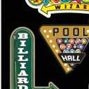 4 x Game Room Themed Adhesive Vinyl Decals - Vintage Set of Gaming Stickers for Car, Window, or Laptop, 1 Pack (4 Count) (Green)