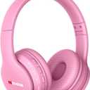 MIDOLA Kids Headphones Bluetooth 5.3 Wireless 60H Play Time Volume Limit 85/110dB Over Ear Foldable Protection Headset/Wired AUX Cord Mic for Children Boy Girl Travel School Phone Pad Tablet Pink