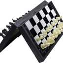 5 in 1 Magnetic Chess Checkers Dominoes Backgammon and Cards Set, Mini Travel Size Multi Board Games