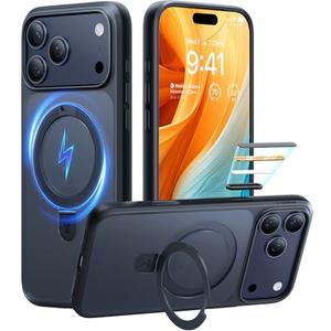 TORRAS Ostand Magnetic for iPhone 17 Pro Case, Fit for MagSafe, 4X Military Drop Protection, Camera Control, Slim Phone Case for iPhone 17 Pro with Kickstand, Translucent Matte Cover 6.3", Black