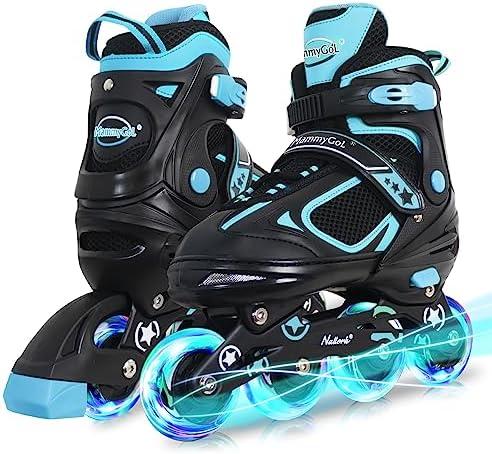 MammyGol Adjustable Inline Skates for Kids Boys Girls Youth with Light up Wheels Ages 4-16