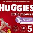 Huggies Size 5 Diapers, Little Movers Baby Diapers, Size 5 (27+ lbs), 58 Count