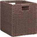 10.5x10.5'' Set of 5 Cube Storage Baskets, Natural Paper Rope Multipurpose Collapsible Organizers, Woven Laundry Totes for Laundry, Storage Cubes,Wicker Baskets Laundry Organizer Totes for Home