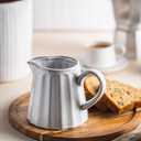 Ceramic Creamer Pitcher,17 Oz Coffee Creamer Container with Handle, Small Milk Pitcher Pourer for Sauces, Salad, Cream White