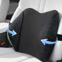 Lumbar Support Pillow for Car Seat High-Density Memory Foam, Provides Comfort for Long Drivers, Relieves Lower Back Discomfort, Adjustable Strap Stays Put, Fits Most Cars, SUVs & Trucks (Black)