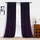 Roslynwood Luxury Soft Deep Purple Velvet Curtains 84 inches Long Back Tab Thermal Insulated Blackout Window Drapes for Living Room/Bedroom/Dining Room, W52 x L84, 2 Panels
