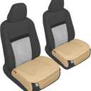 Motor Trend Seat Covers for Cars Trucks SUV, Faux Leather Beige Padded Seat Covers with Storage Pockets, Premium Interior Car Seat Cover, 2 x Front Seat Covers