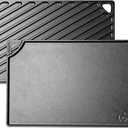 Lodge Double Play Reversible Cast Iron Grill/Griddle - Dual-Sided with Double Burner Configuration for Eggs, Pancakes, Burgers & More - Seasoned, Non-Toxic Cookware - Heavy-Duty Grill Pan - Black