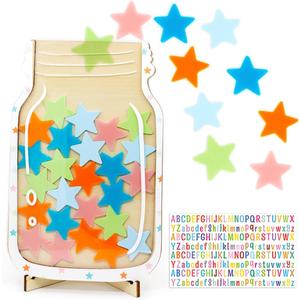 Star Reward Jars for Kids-Magnetic Reward System with Colorful Letter Stickers, Motivational Tool for Home & Classroom