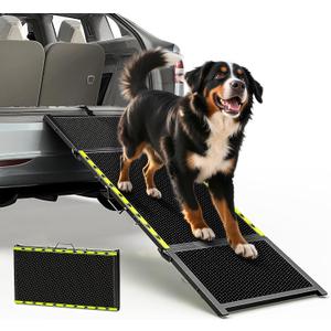 67''L & 20''W Dog Ramp for Car - Portable Extra Wide Pet Ramp for Medium & Large Dogs with Non-Slip Rug Surface, Dog Steps Stair for Car SUV/Truck/RV/High Bed, Up to 200LBS, Black