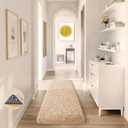 Ophanie Runner Rug for Hallway, 2x6 Upgrade Non-Slip Fluffy Soft Bedside Rugs, Bedroom Living Room Beige Shaggy Carpet for Kids Girls Boys Dorm Nursery Home Decor Aesthetic