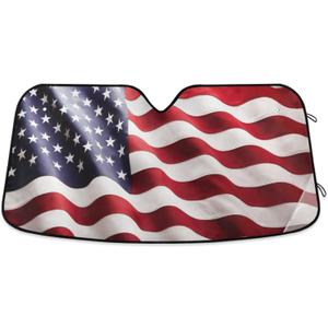 American Flag Windshield Sun Shade for Front Patriotic Flying USA Flags Car Window Shades Protector Foldable Reflective UV Rays Keep Your Vehicle Cool Fit Car Truck SUV (55*27.6inch)